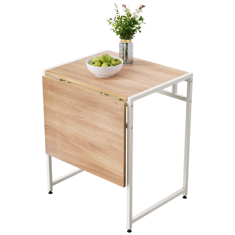 SOFS  可折叠餐桌  现代简约2人双人小户型吃饭桌子 多功能折叠伸缩桌方形隐形餐桌 柚木板+白色框