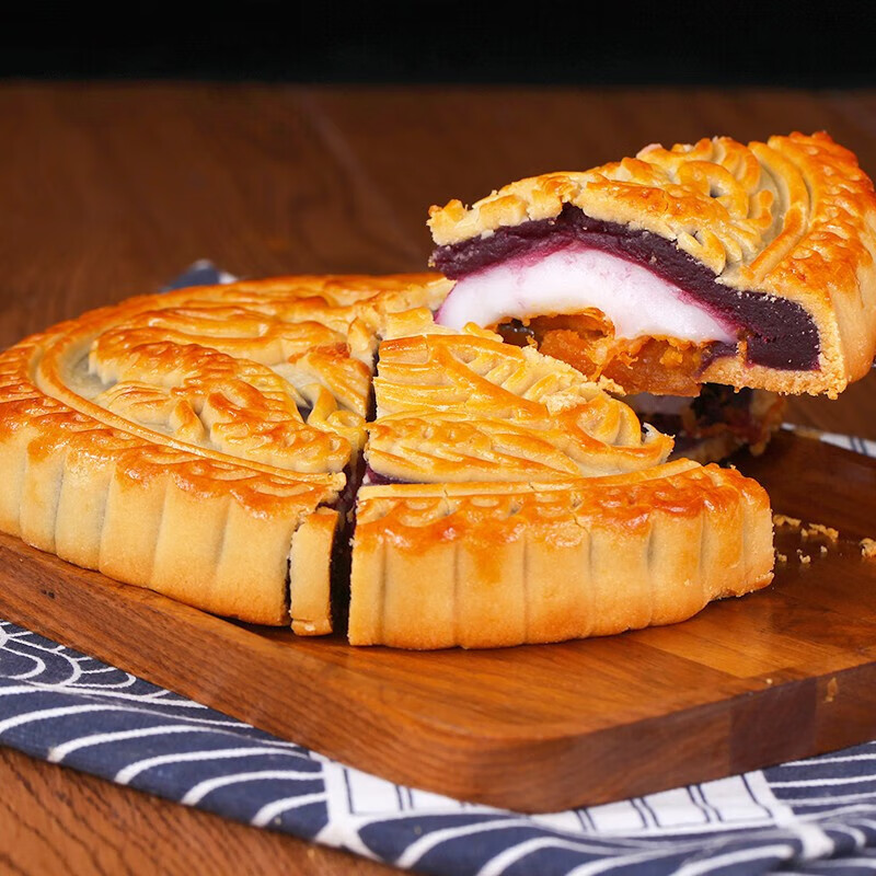 羽芝曼团圆大月饼1斤台式肉松芋泥紫薯 试吃装:台式半斤口味备注,没有