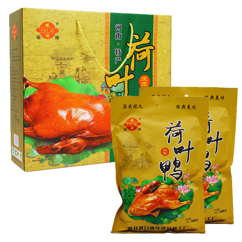 锦鲤相伴 河南特产安阳滑县手撕熟食荷叶鸭600g*2礼盒装 荷叶鸭600g*2