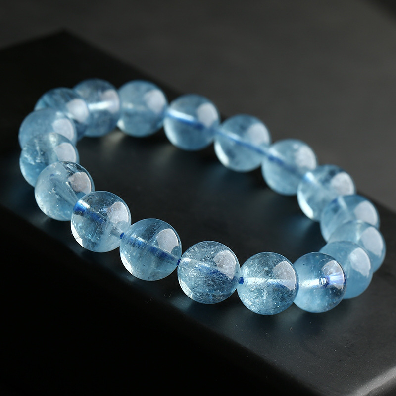 贵钦aggi巴西天然冰种海蓝宝手链女 海蓝宝水晶手串礼物diy 冰种7mm