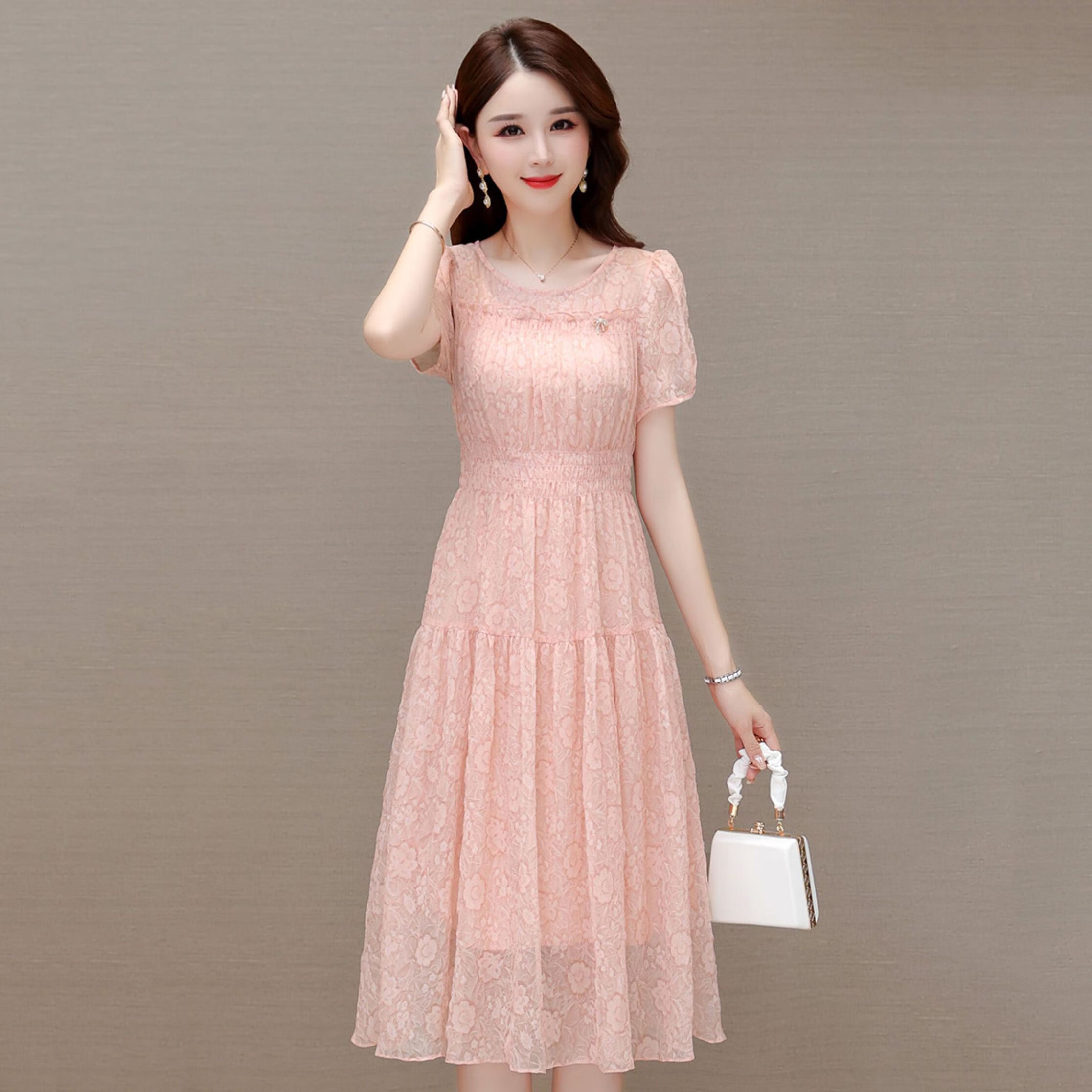 anmifu 安蜜芙30到40岁至45女士连衣裙夏天穿的雪纺女夏季2024新款