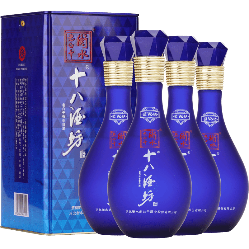 十八酒坊 蓝钻 白酒礼盒 老白干香型 新老包装随机发货 40度 500mL 4瓶