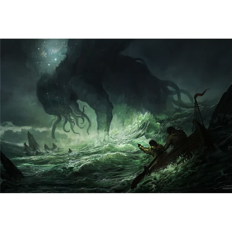 狼天影(langtianying)克苏鲁神话海报科幻小说墙贴画学生宿舍贴纸卧室