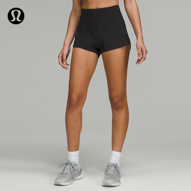 lululemon丨Speed Up女士运动高腰短裤 2.5" *内衬款速干 LW7AY3S 黑色 4