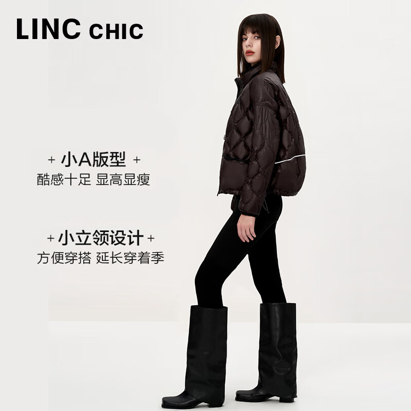 金羽杰90鸭绒春秋季新品轻薄羽绒服女士短款立领外套商场同款Y24801069 暗夜棕咖 M 适合120斤以下