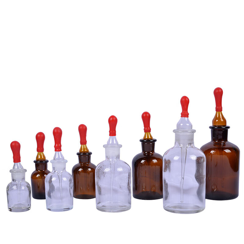 玻璃滴瓶30 60 125茶滴瓶透明白滴瓶棕色滴瓶玻璃滴瓶滴管 红皮头红胶