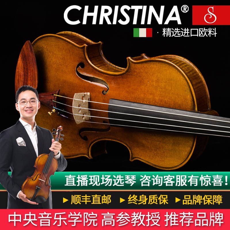 克莉丝蒂娜（Christina）进口欧料手工实木小提琴S700大师级专业演奏级考级进阶成人学生乐器 如图 4/4
