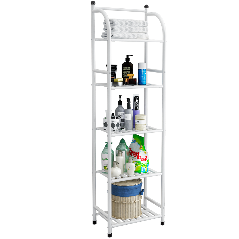 思故轩 落地铁艺浴室简易角架 卫生间家用多层卧室客厅阳台厨房收纳储物架 花架层架搁物架置物架Z605 白色-五层