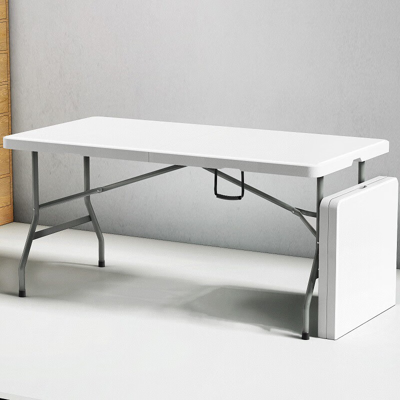 安尔雅 户外折叠桌子摆地摊夜市简易便携式培训桌宣传烧烤桌家用餐桌椅 白色单桌1.5米