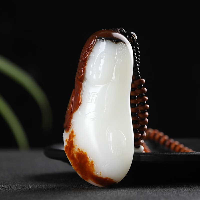 昆仑御 孤品大师工艺和田玉佛魔吊坠籽料善恶一念之间手把件男