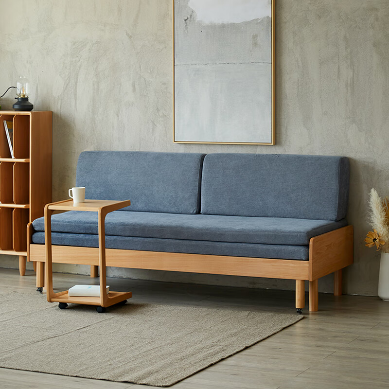 美型美酷伸缩床小户型客厅实木折叠沙发床两用双人单人坐卧两用床铁推拉床 65cm宽/床垫【椰棕+海绵】 1