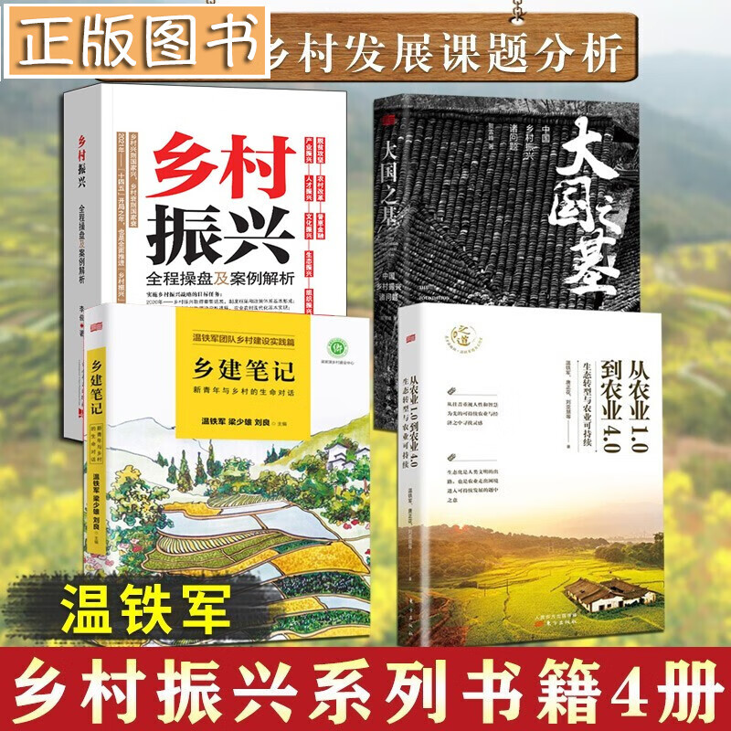 乡村振兴书籍【4册】大国之基 贺雪峰+从农业1.0到农业4.0+乡建笔记 温铁军+乡村振兴全程操盘及案例解析 中国经济