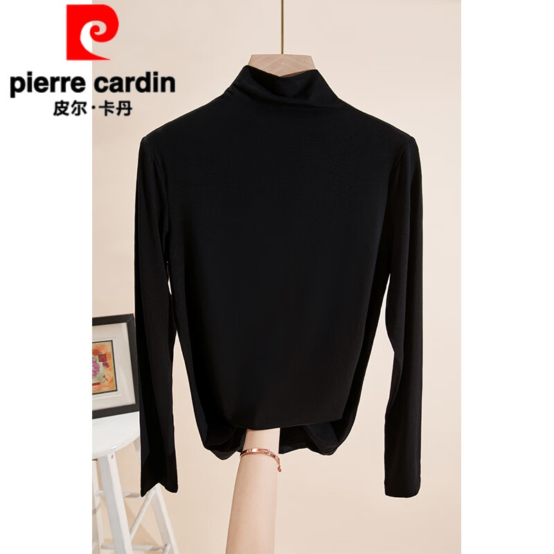 皮尔卡丹(pierre cardin)官方品牌高端莫代尔半高领打底衫女内搭春秋