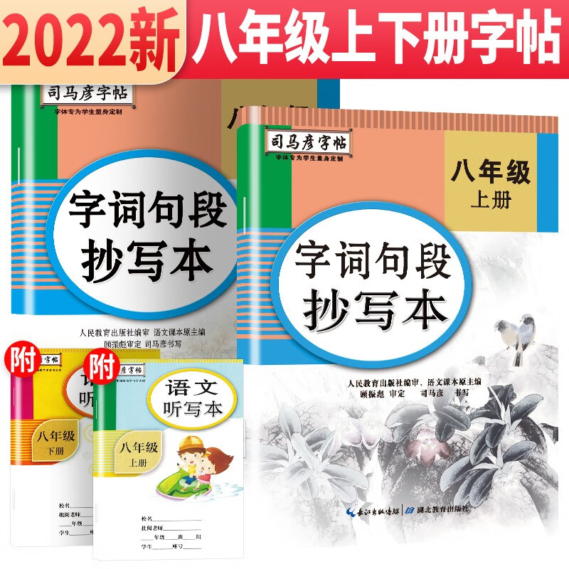 套装2册 司马彦字帖 字词句段抄写本八年级语文上册下册 八年级练字帖学生规范字体楷书练字帖