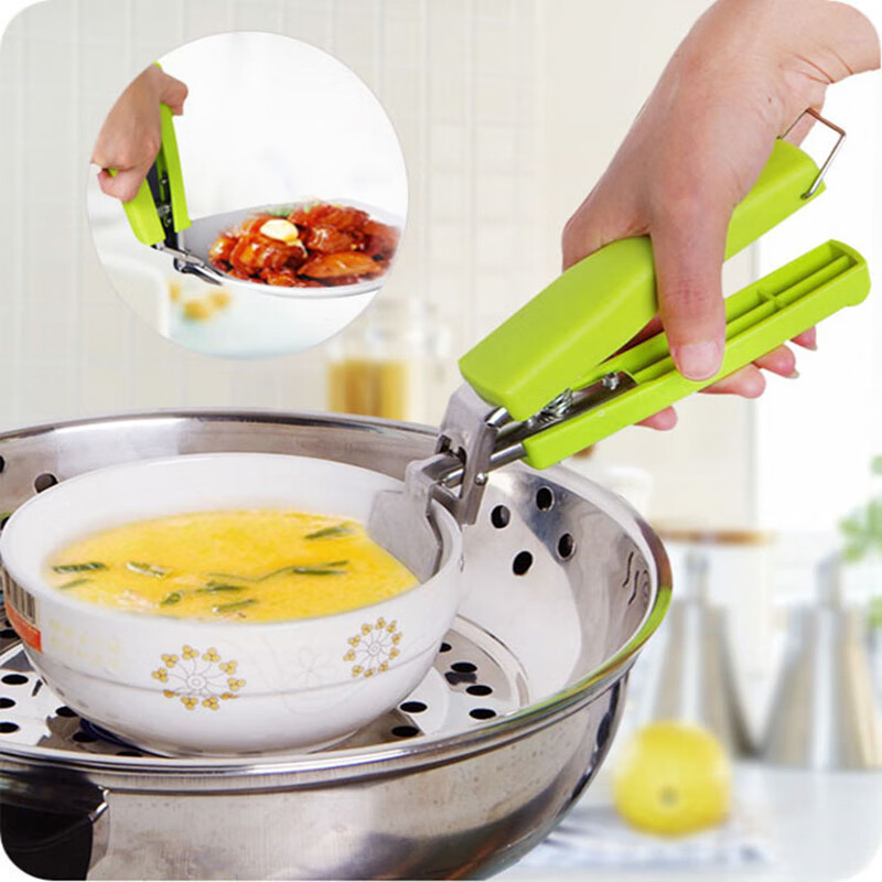 BMA 防烫夹碗器防滑取碗夹子家用防烫砂锅夹厨房用品抓盘子器夹碗碟器 绿色