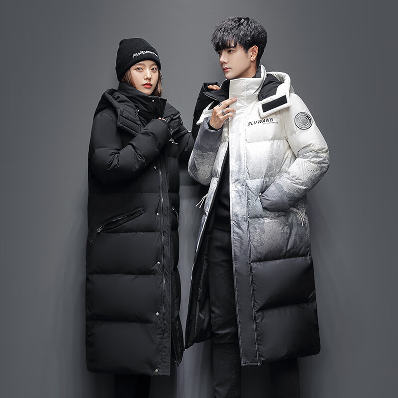 雅鹿冬季羽绒服男女情侣款长款过膝面包服抗寒保暖时尚宽松外套 迷彩-女 XL