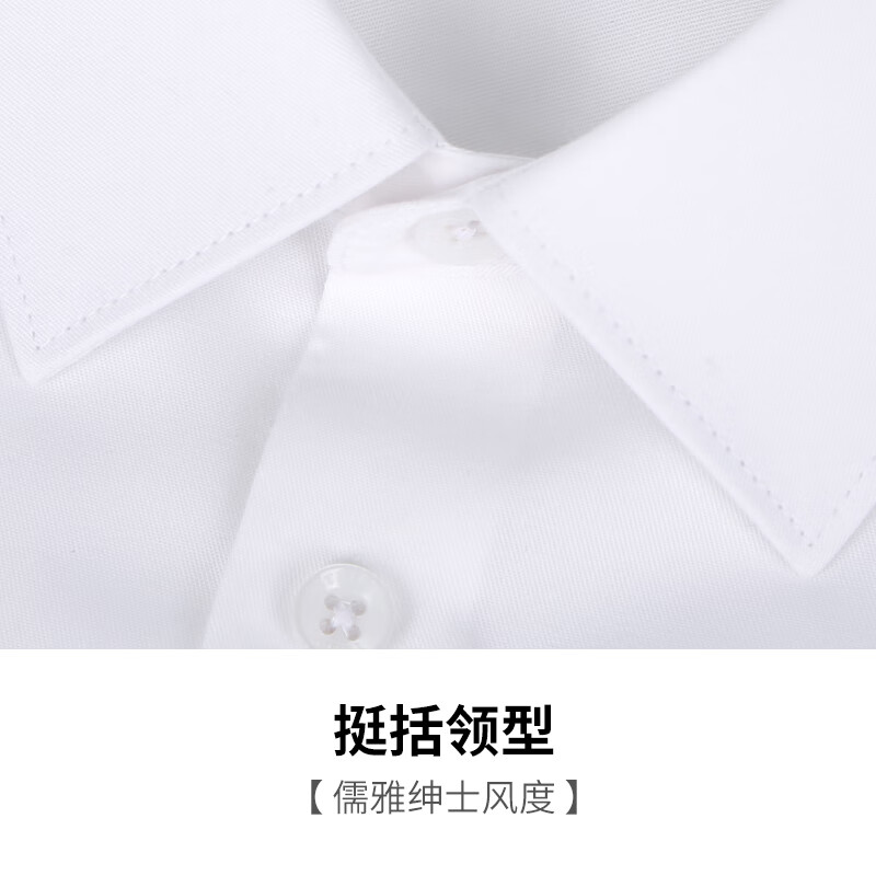 才子（TRIES）莫代尔长袖衬衫春秋款男士正衬休闲轻商务衬衣纯色职业装透气 白色 2XL 41(175/96A)