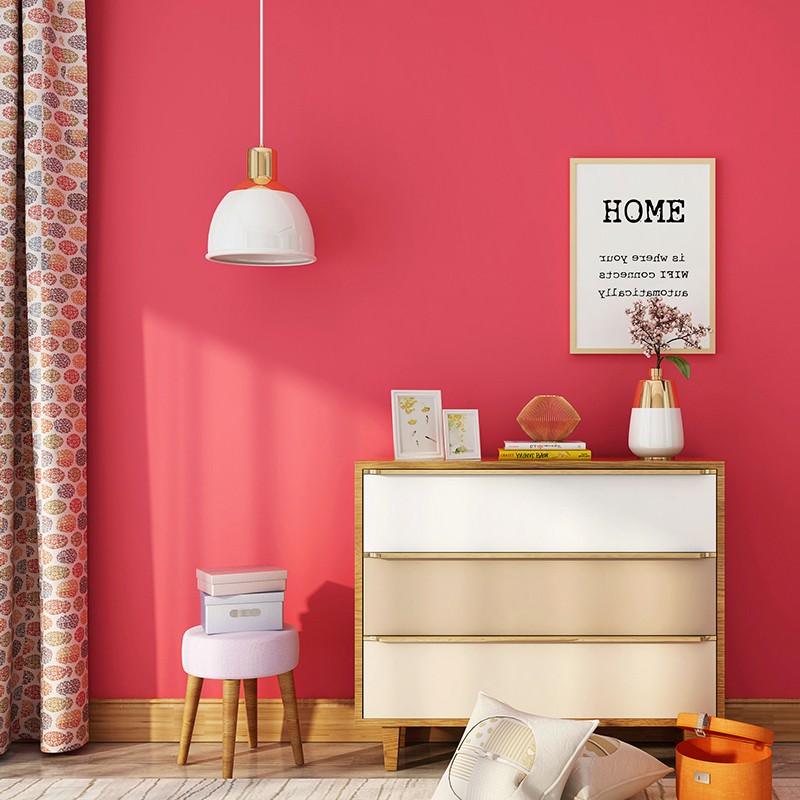 纯壁纸纯色素色莫兰迪脏粉色北欧可爱少女ins卧室 防水抗污版:蜜桃红