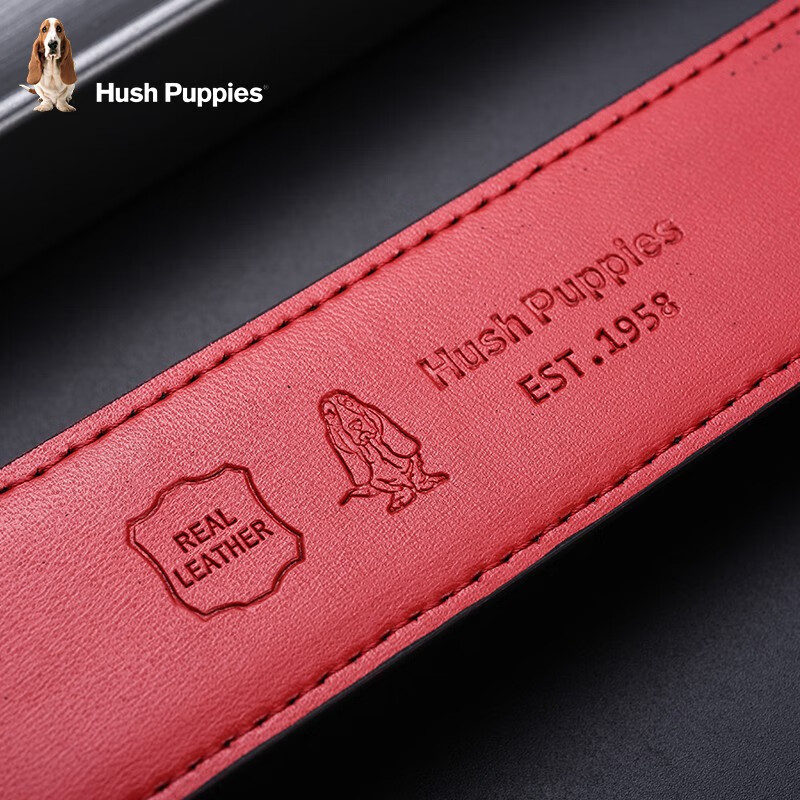 暇步士(Hush Puppies)本命年马年红腰带男真皮自动扣头层牛皮红色皮带裤带商务高端奢品 外黑内红948W 110cm