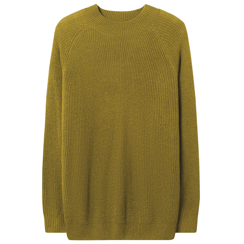 MARKLESS新款男士毛衣春季纯色宽松针织衫慵懒高级感打底毛衫外套MSB3740M 姜黄色 185/XXL