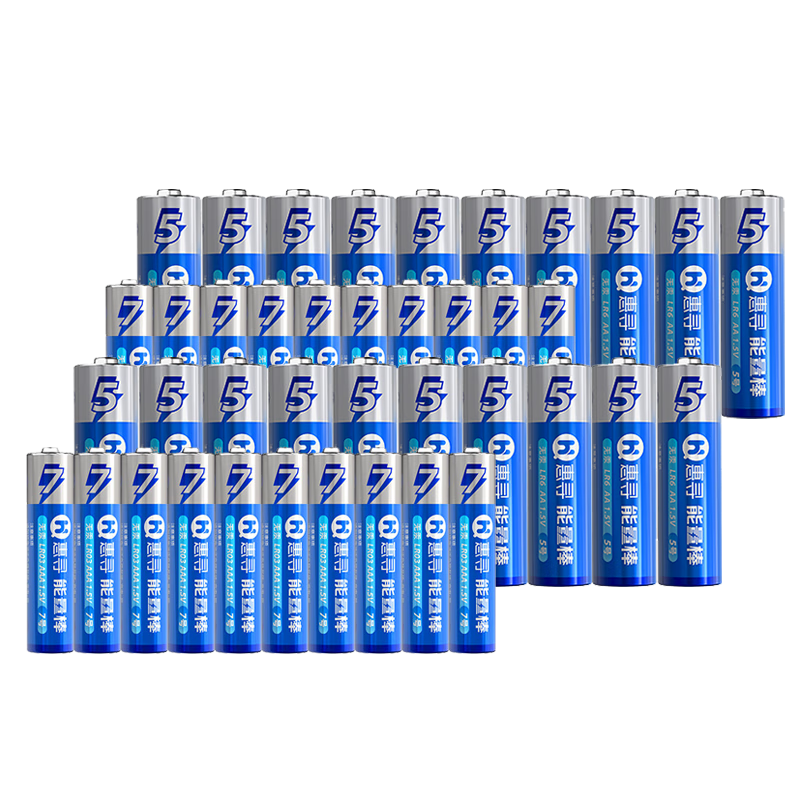 惠寻 LR6/AA 5号碱性电池 1.5V 20粒+LR03/AAA 7号碱性电池 1.5V 20粒