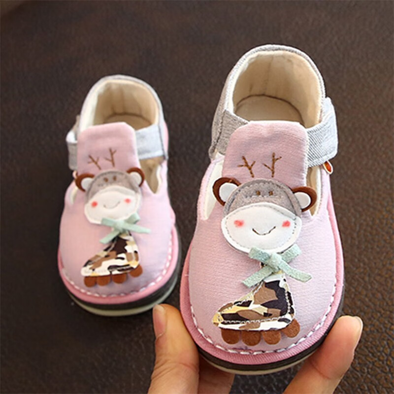 儿童布鞋女童学步鞋1-3岁宝宝幼儿园鞋子春季包头室内鞋 8882 内长12.5cm