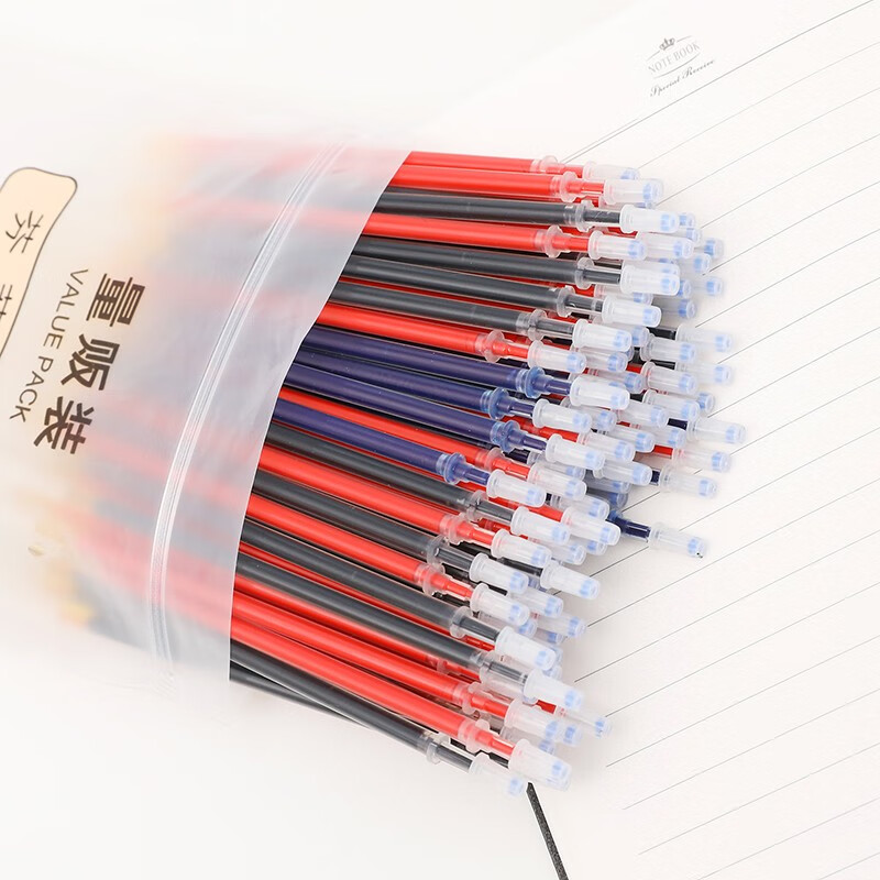 中性笔笔芯0.5mm子弹头针管水性笔0.5mm替芯学生文具 黑色10支笔芯+1支笔 子弹头
