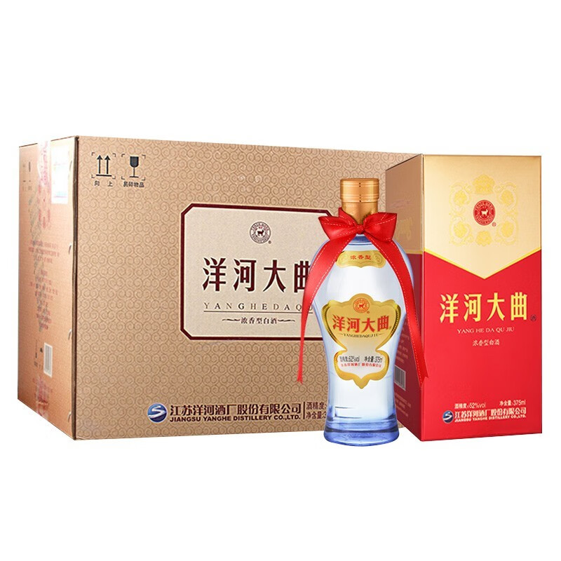 洋河大曲 新天蓝 口粮白酒 浓香型 (含礼袋) 52度 375ml 6瓶