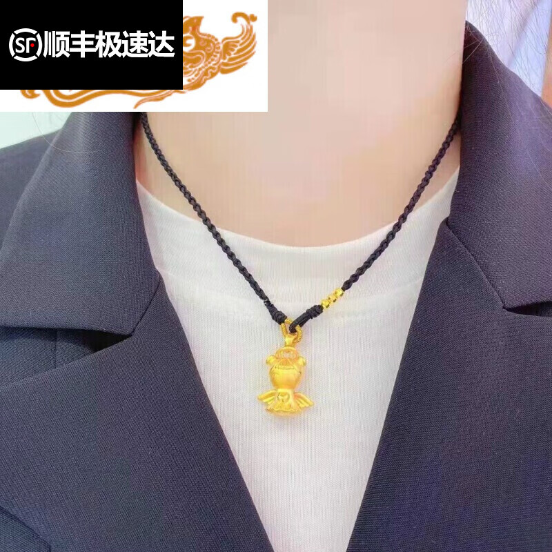 贝柚【生日礼物】黄金吊坠黄金吊坠足金999小天使挂坠3d硬 小天使吊坠