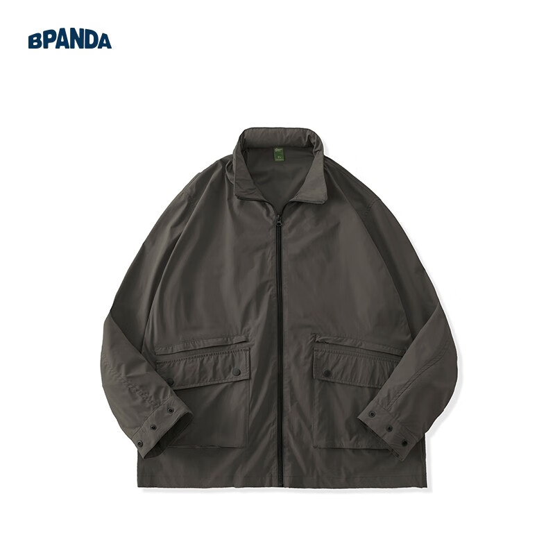 熊猫·本防晒衣男夏季户外薄款宽松男装潮流夹克可拆卸连帽防晒外套 A黑橄榄 M