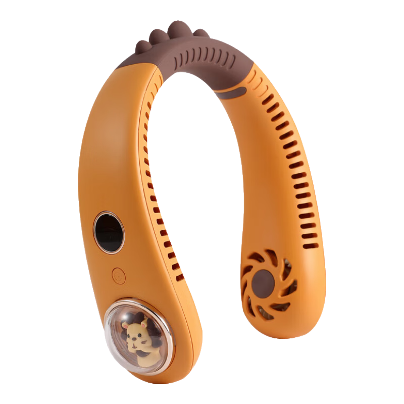 FAN HOME兒童掛脖風(fēng)扇USB充電無(wú)葉空調(diào)風(fēng)扇戶外便攜掛脖小風(fēng)扇小電扇 黃色