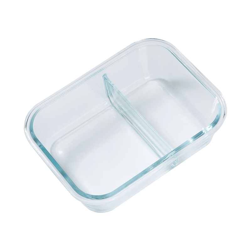 耐热玻璃保鲜饭盒 可微波全分隔 镜蓝色 1040ml