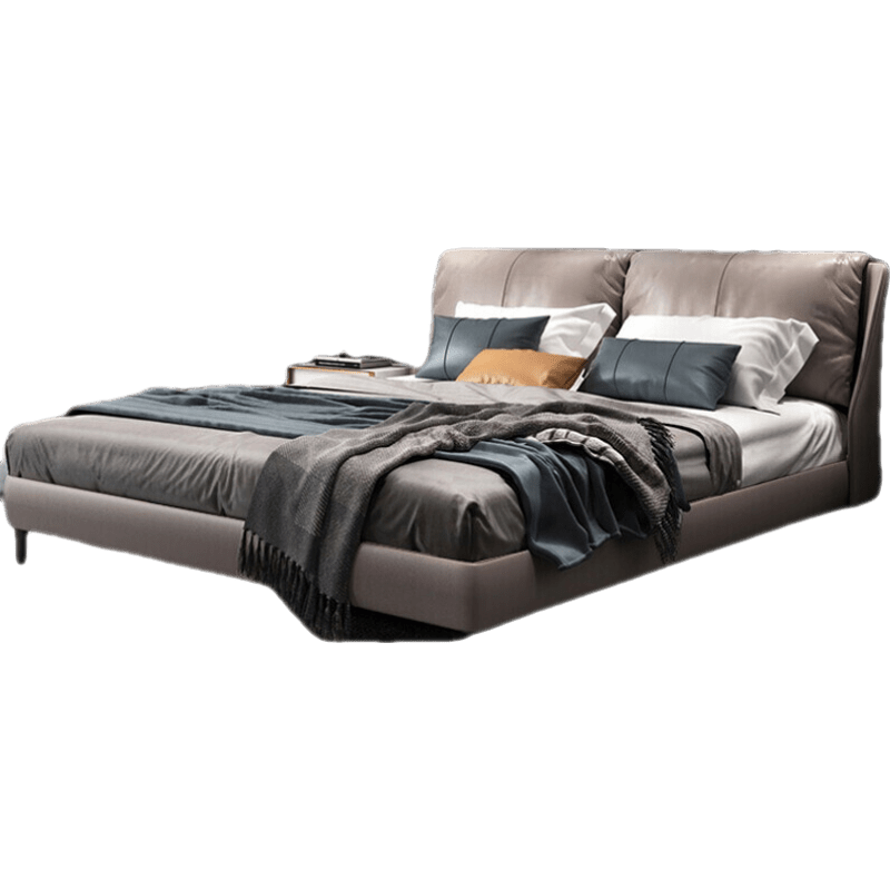 季勤 床 床金脚意式轻奢意大利进口纳帕皮床现代轻奢工业风1.8米简约主卧室艺双人床皮艺床真皮床 单床 1500mm*2000mm  框架结构