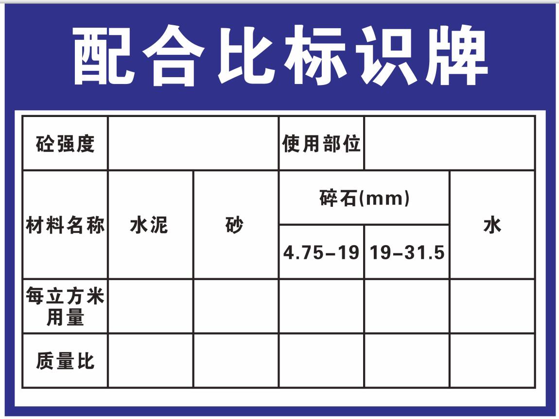 溪沫工地建筑施工混凝土水泥碎石砂浆配合比标识半成品仓库原材料标识