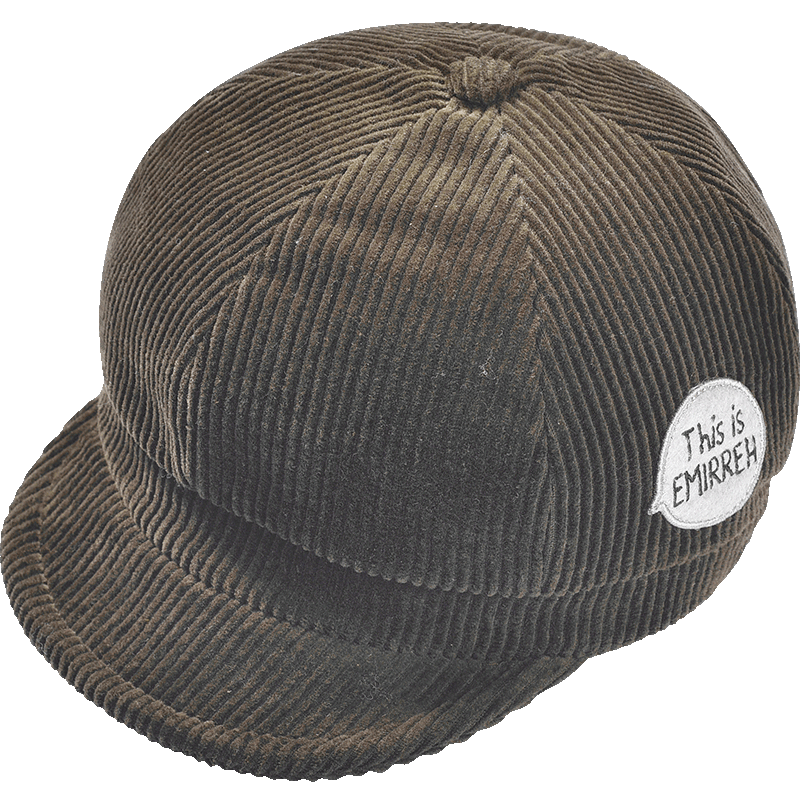 伊米倫寶寶鴨舌帽秋冬時(shí)尚洋氣兒童八角帽貝雷帽燈芯絨嬰兒棒球帽 咖啡色 48/50CM建議1-2歲