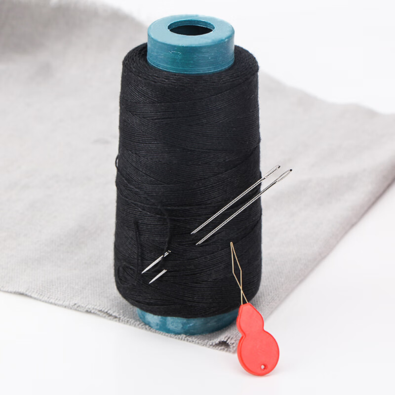 粗棉线被子线粽子线纳鞋线棕子绳6股9股粗线缝纫线 4股黑( 针穿针器)