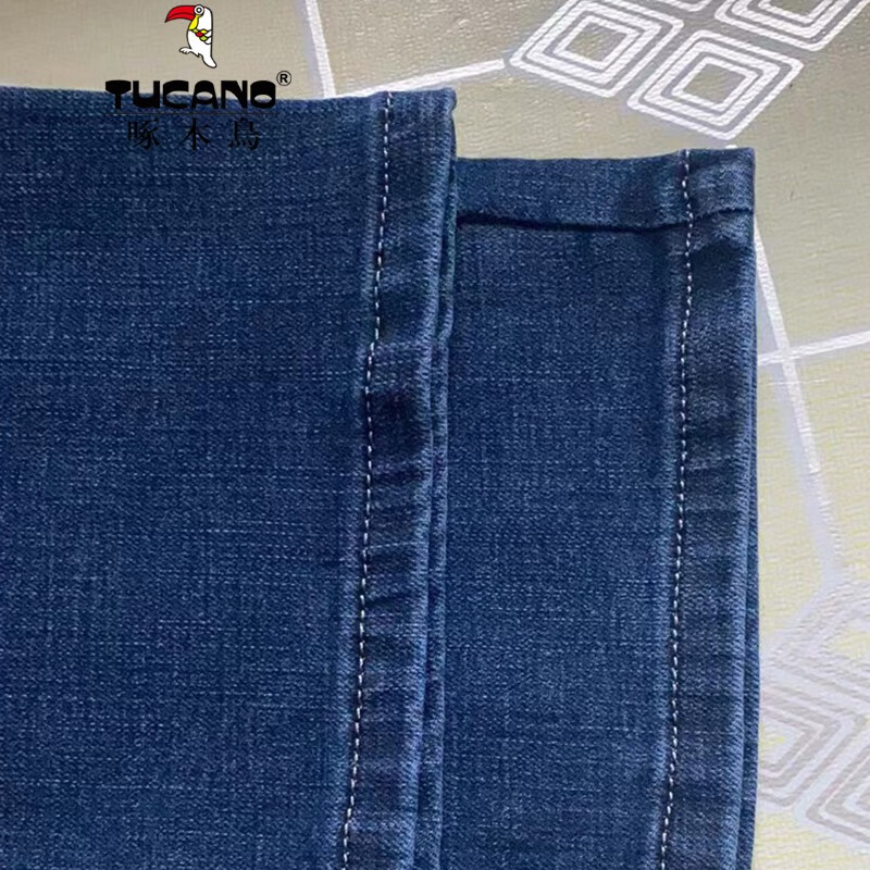 啄木鸟（TUCANO）【秋冬厚款】牛仔裤男宽松直筒长裤新款中青年棉弹水洗牛仔男裤子 SD2211中兰 31 (2尺4腰围)