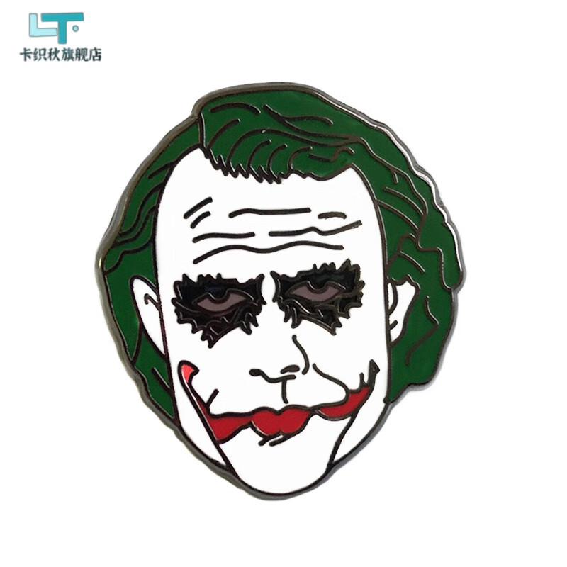 dc小丑徽章 joker杰昆胸章 黑暗骑士希斯莱杰小丑胸针 小丑头像(2.