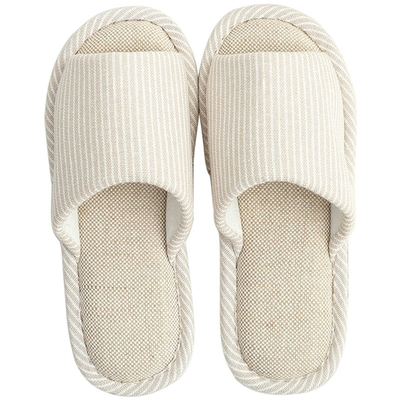 merdor日式亚麻拖鞋男夏季居家四季情侣家用软底静音防滑春秋布艺棉麻