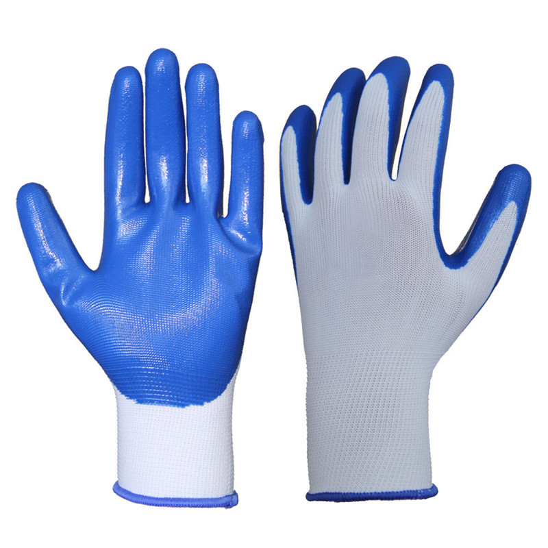 成楷科技（CK-Tech）CKS-JDJ01 单面塑胶手套 浸蓝色丁腈手套 耐磨耐油挂胶手套 12双装