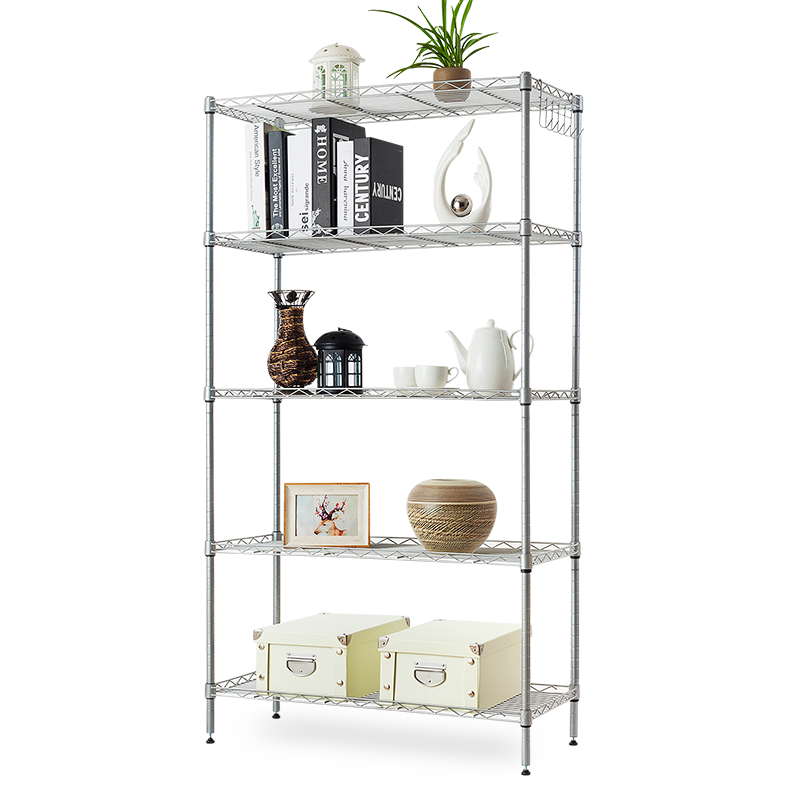 家家双龙 置物架重型大货架 金属五层储物架厨房客厅收纳架子家用仓库杂物架多层落地仓储货架出口品质 【热卖款】75*35*150银灰色