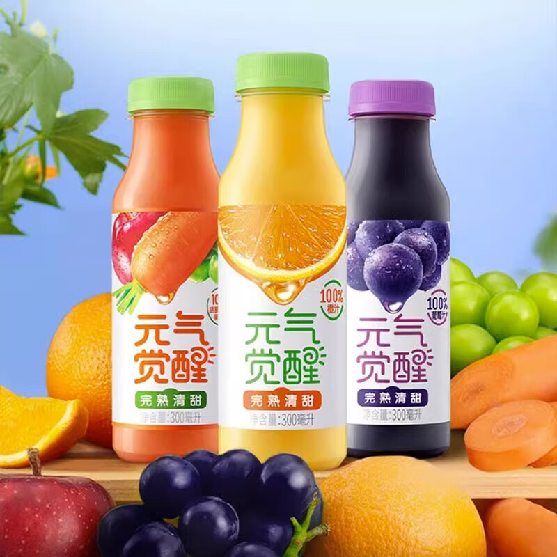 统一元气觉醒100%葡萄汁300ml整箱0脂果蔬汁饮料新鲜畅饮 300mL 6瓶 1箱 橙汁 新日期