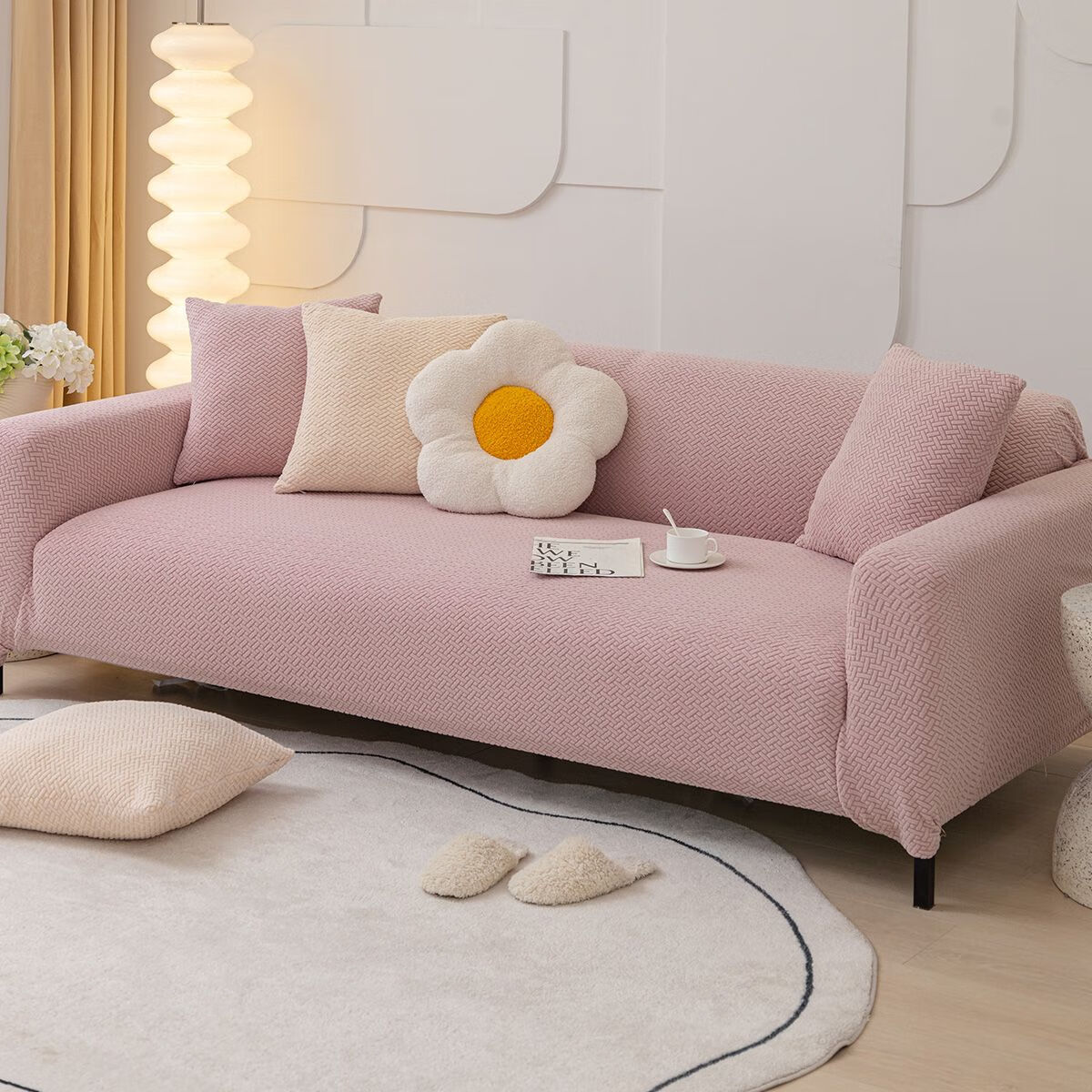 沙发垫套罩高级感可洗 玫瑰粉色摇粒绒 双人(145*185)一个下单咨询