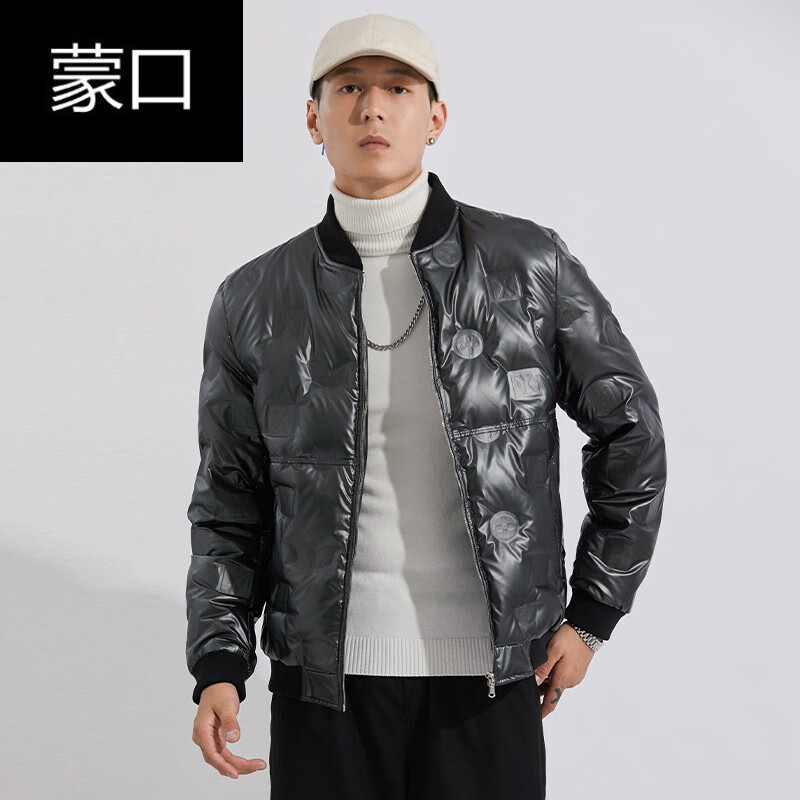 蒙口高端奢侈品牌羽绒服男2021新款棒球领潮流保暖外套修身潮牌加厚