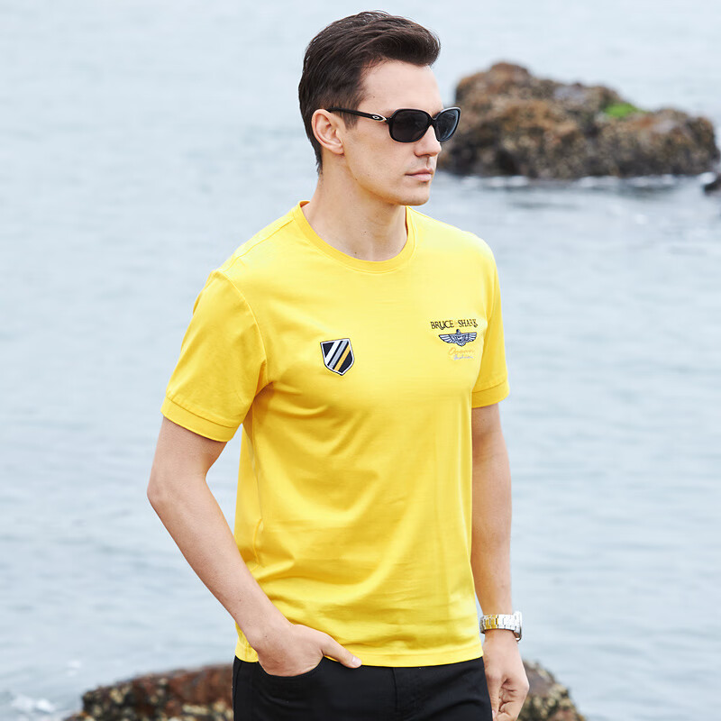 意大利古老鲨鱼男装夏季新款丝光棉短袖t恤男薄大码短袖大码男士纯棉