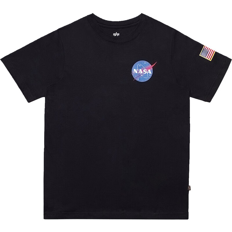 ALPHA INDUSTRIES NASA联名 圆领短袖T恤情侣款潮牌春夏款 黑色NASA XL【建议体重190-200】