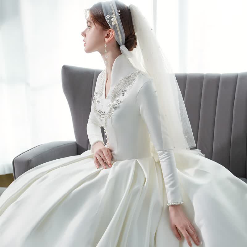 泽卡狼（ZEKALANG）【特价捡漏】泽卡狼 高档轻奢法式缎面婚纱2022新款新娘秋冬森系 白色 L怎么看?