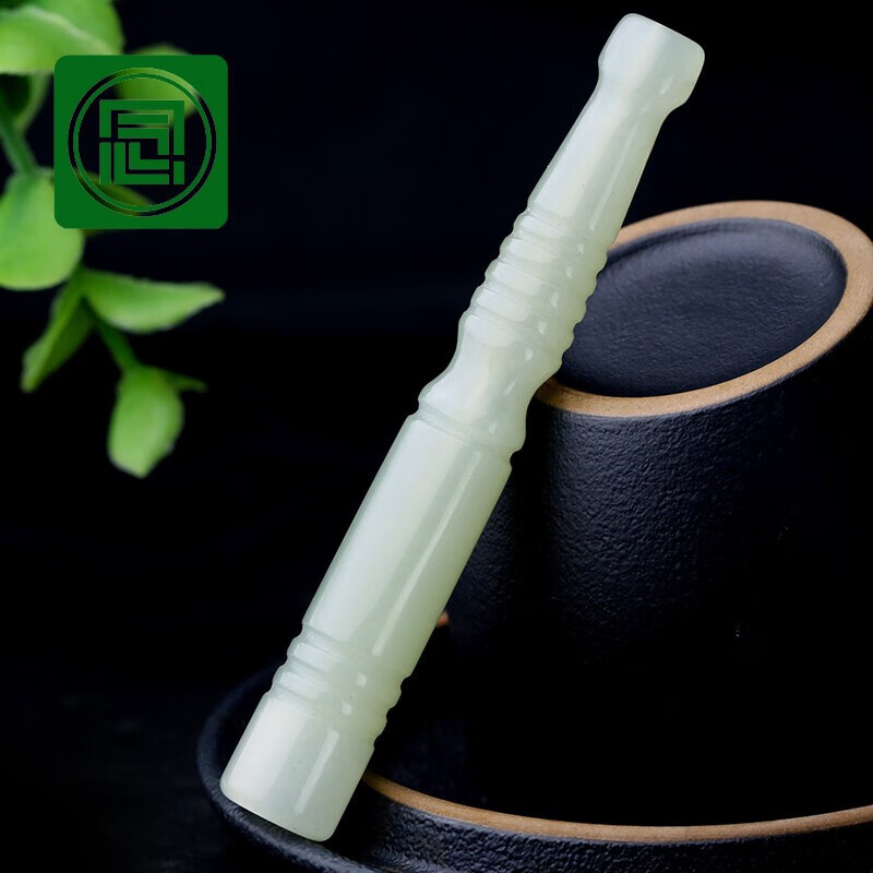 念玉珠宝天然和田玉烟嘴男女款烟杆老烟嘴天然白玉烟嘴带过滤芯送男友