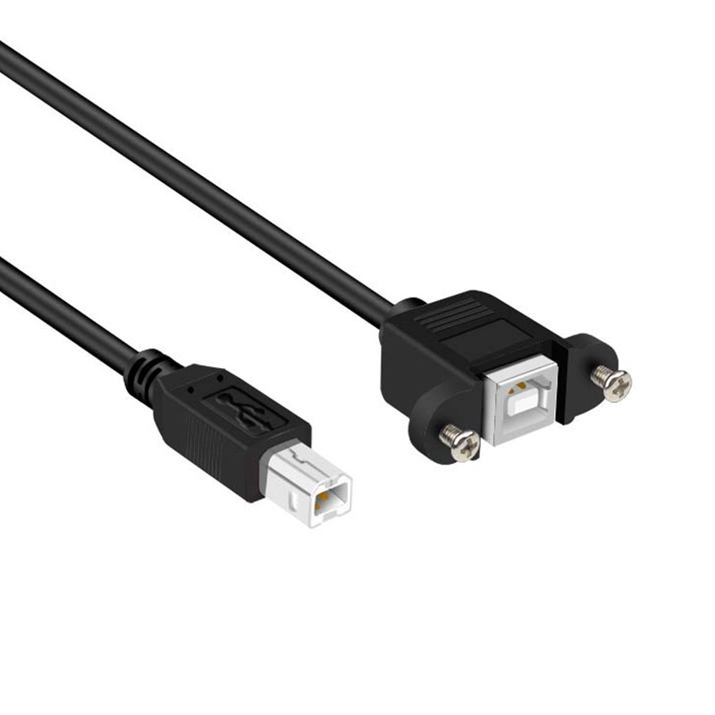 蓝色闪电打印线方口 usb-b延长线带耳朵机柜固定usb打印机延长数据