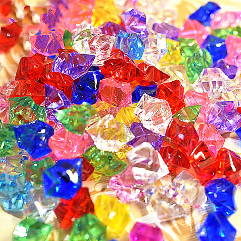 玩具宝石儿童串珠水晶大号亚克力不规则冰块花瓶鱼缸藏宝钻石道具礼物 不规则宝石32颗（颜色随机）